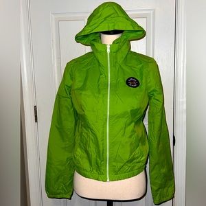 Green Hollister Ladies Medium Rain Jacket w/ Hood